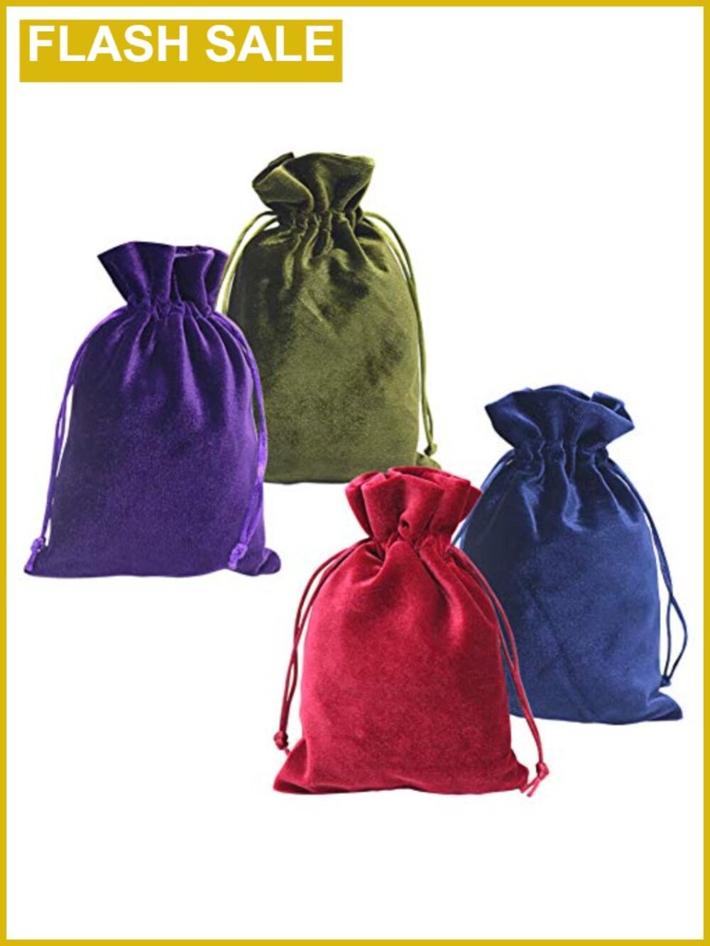 Soft Velvet Drawstring Gift Bags Set of 4 for Jewelry Tarot Cards